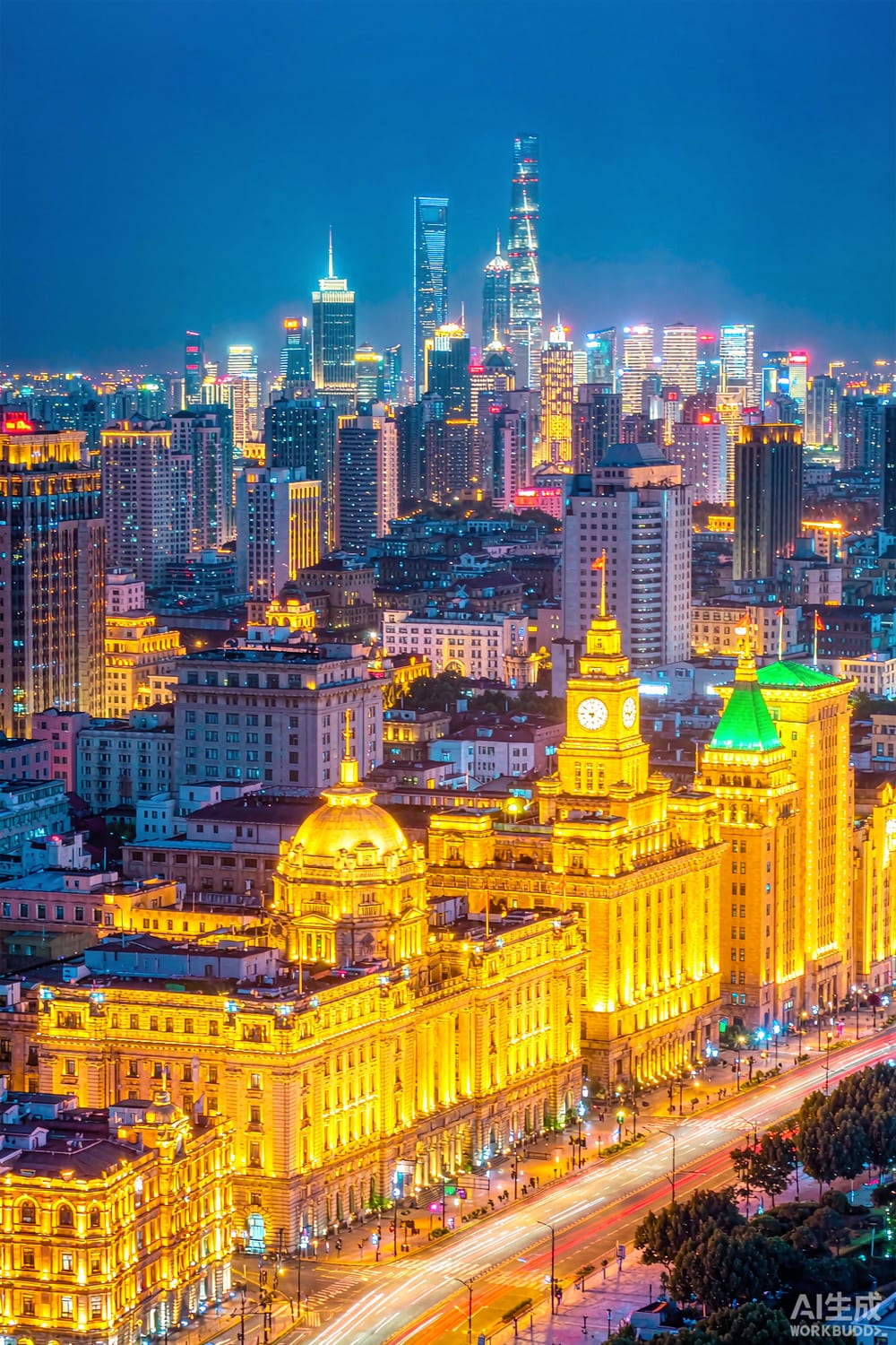 上海外滩夜景城市风光